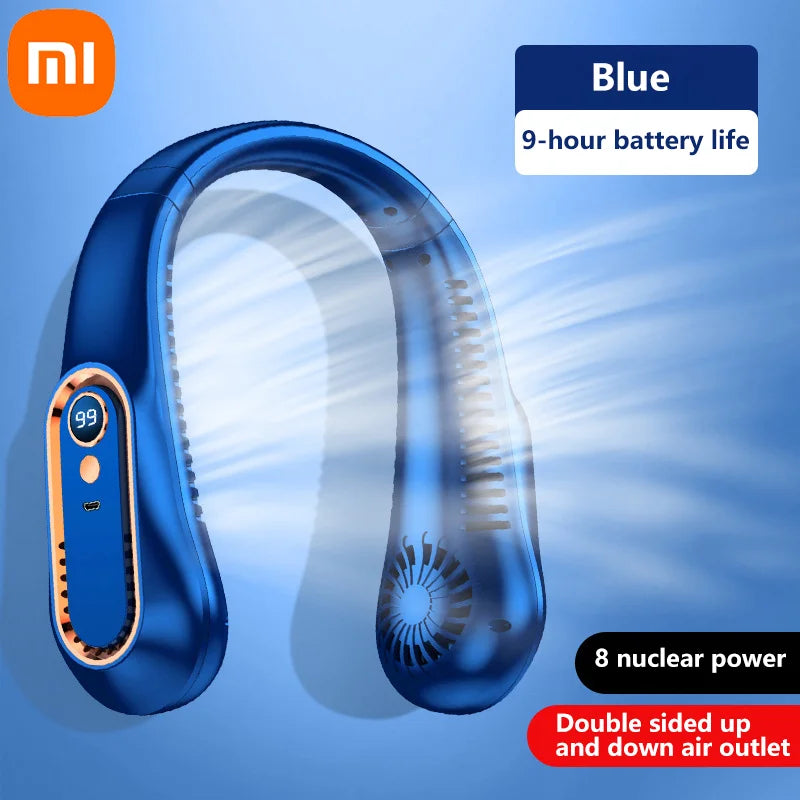 Xiaomi 8000mAh USB-Hängehalsventilator Tragbarer blattloser Mini-Wiederaufladbarer Stummschalter LED-Digitalanzeige Elektrischer Luftkühler Handheld