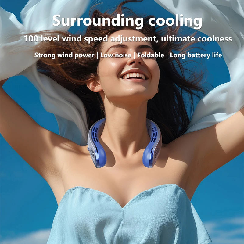 Xiaomi 8000mAh USB-Hängehalsventilator Tragbarer blattloser Mini-Wiederaufladbarer Stummschalter LED-Digitalanzeige Elektrischer Luftkühler Handheld