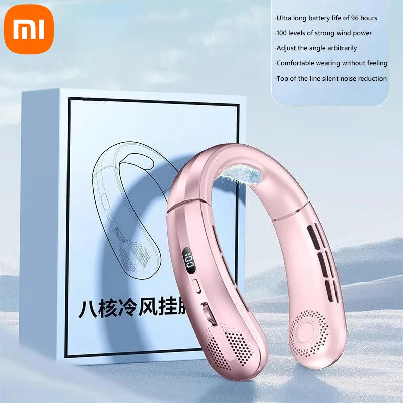 Xiaomi 8000mAh USB-Hängehalsventilator Tragbarer blattloser Mini-Wiederaufladbarer Stummschalter LED-Digitalanzeige Elektrischer Luftkühler Handheld