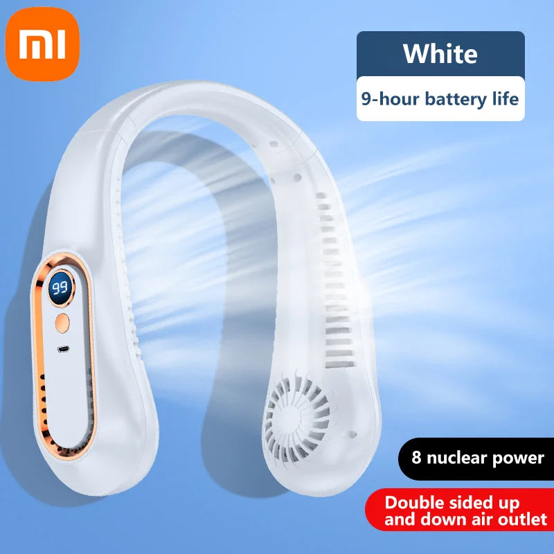 Xiaomi 8000mAh USB-Hängehalsventilator Tragbarer blattloser Mini-Wiederaufladbarer Stummschalter LED-Digitalanzeige Elektrischer Luftkühler Handheld