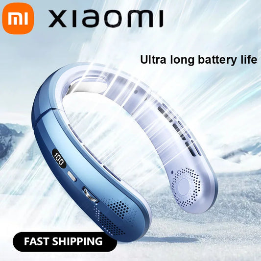 Xiaomi 8000mAh USB-Hängehalsventilator Tragbarer blattloser Mini-Wiederaufladbarer Stummschalter LED-Digitalanzeige Elektrischer Luftkühler Handheld