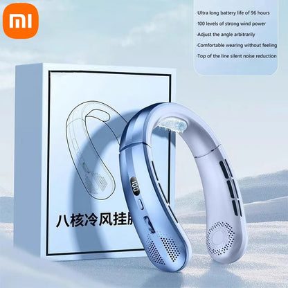 Xiaomi 8000mAh USB-Hängehalsventilator Tragbarer blattloser Mini-Wiederaufladbarer Stummschalter LED-Digitalanzeige Elektrischer Luftkühler Handheld