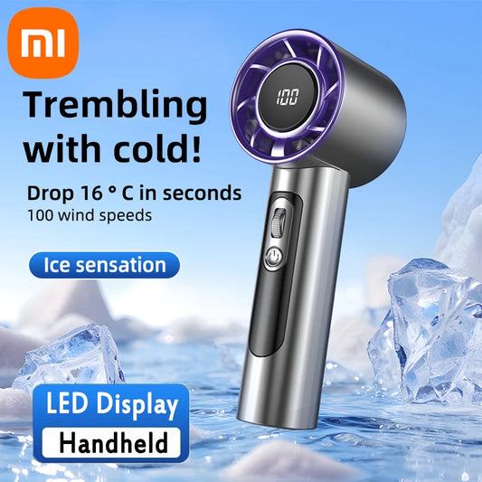 Tragbarer Handventilator von Xiaomi mit 100 einstellbaren Windgeschwindigkeiten und USB-Aufladung, tragbarer Mini-Turboventilator für den Außenbereich, langlebiger Hochgeschwindigkeitsventilator 