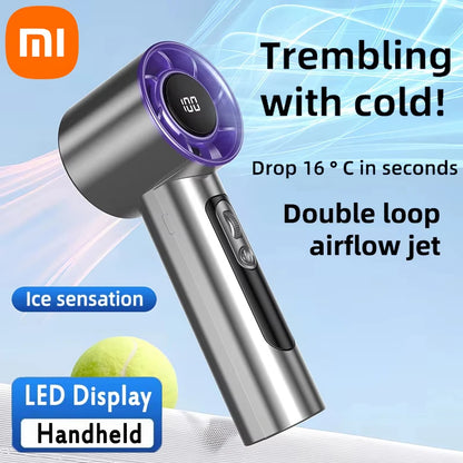 Tragbarer Handventilator von Xiaomi mit 100 einstellbaren Windgeschwindigkeiten und USB-Aufladung, tragbarer Mini-Turboventilator für den Außenbereich, langlebiger Hochgeschwindigkeitsventilator 