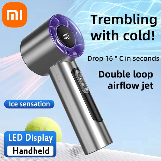 Tragbarer Handventilator von Xiaomi mit 100 einstellbaren Windgeschwindigkeiten und USB-Aufladung, tragbarer Mini-Turboventilator für den Außenbereich, langlebiger Hochgeschwindigkeitsventilator 