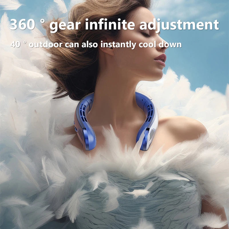 Xiaomi 8000mAh USB-Hängehalsventilator Tragbarer blattloser Mini-Wiederaufladbarer Stummschalter LED-Digitalanzeige Elektrischer Luftkühler Handheld