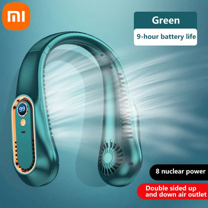Xiaomi 8000mAh USB-Hängehalsventilator Tragbarer blattloser Mini-Wiederaufladbarer Stummschalter LED-Digitalanzeige Elektrischer Luftkühler Handheld
